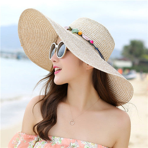 Handmade Straw Hat with Colorful Stones - Summer Fashionista