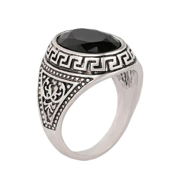 Vintage Black Stone Ring (Men) - Summer Fashionista